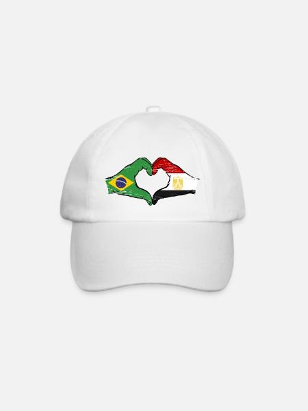 Brasilien Ägypten Flagge Hände Herzform used - Baseballkappe - Weiß/Weiß