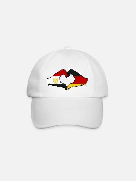 Ägypten Deutschland Flagge Hände Herzform - Baseballkappe - Weiß/Weiß
