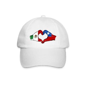 Mexiko Taiwan Flagge Hände Herzform used - Baseballkappe - Weiß/Weiß - Vorne