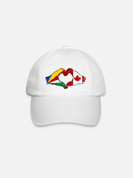 Seychellen Kanada Flagge Hände Herzform used - Baseballkappe - Weiß/Weiß