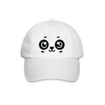 Minimalistischer Panda: Weichheit in Schwarz - Baseballkappe - Weiß/Weiß - Vorne