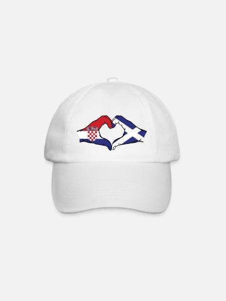 Kroatien Schottland Flagge Hände Herzform - Baseballkappe - Weiß/Weiß