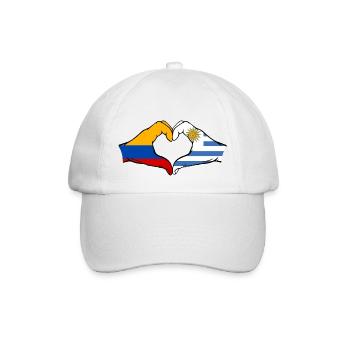 Kolumbien Uruguay Flagge Hände Herzform - Baseballkappe - Weiß/Weiß - Vorne
