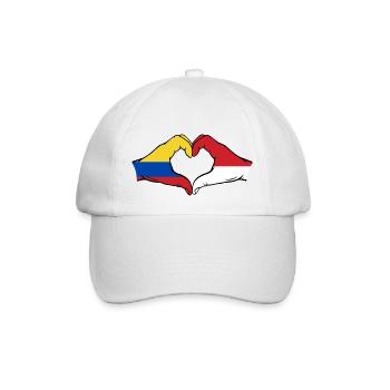 Kolumbien Indonesien Flagge Hände Herzform - Baseballkappe - Weiß/Weiß - Vorne