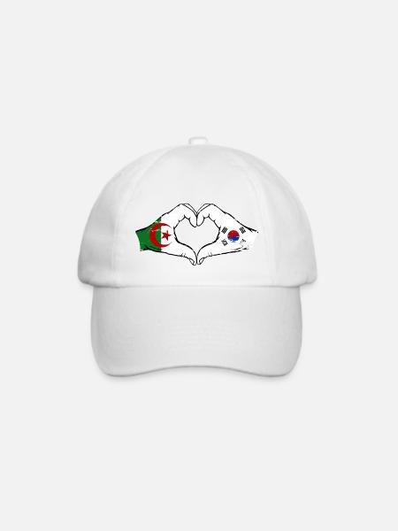 Algerien Südkorea Flagge Hände Herzform used - Baseballkappe - Weiß/Weiß