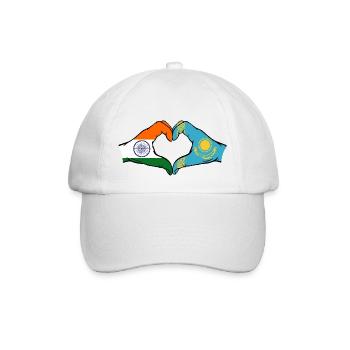 Indien Kasachstan Flagge Hände Herzform - Baseballkappe - Weiß/Weiß - Vorne
