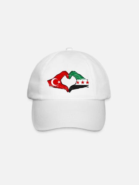 Türkei Syrien Flagge Hände Herzform used - Baseballkappe - Weiß/Weiß