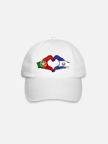 Portugal El Salvador Flagge Hände Herzform used - Baseballkappe - Weiß/Weiß