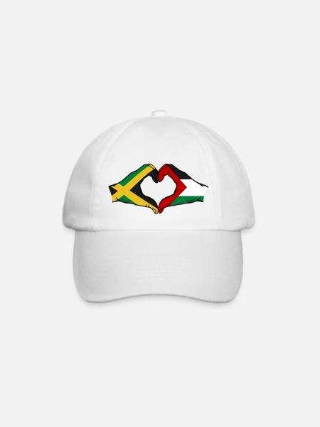 Jamaika Palästina Hände Herzform - Baseballkappe - Weiß/Weiß