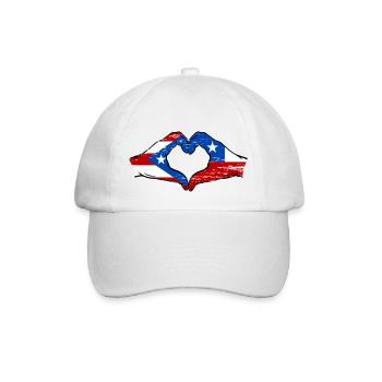 Puerto Rico Chile Flagge Hände Herzform used - Baseballkappe - Weiß/Weiß - Vorne