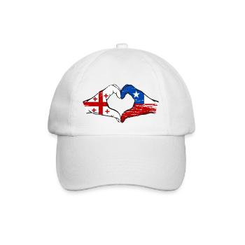Georgien Chile Flagge Hände Herzform used - Baseballkappe - Weiß/Weiß - Vorne