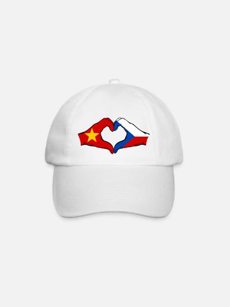 Vietnam Tschechien Flagge Hände Herzform - Baseballkappe - Weiß/Weiß