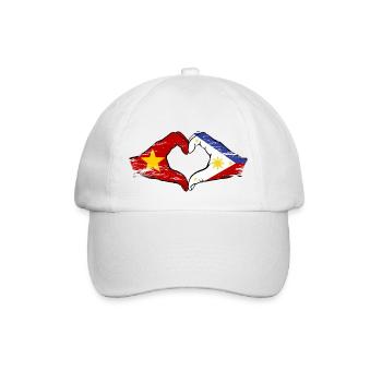 Vietnam Philippinen Flagge Hände Herzform used - Baseballkappe - Weiß/Weiß - Vorne