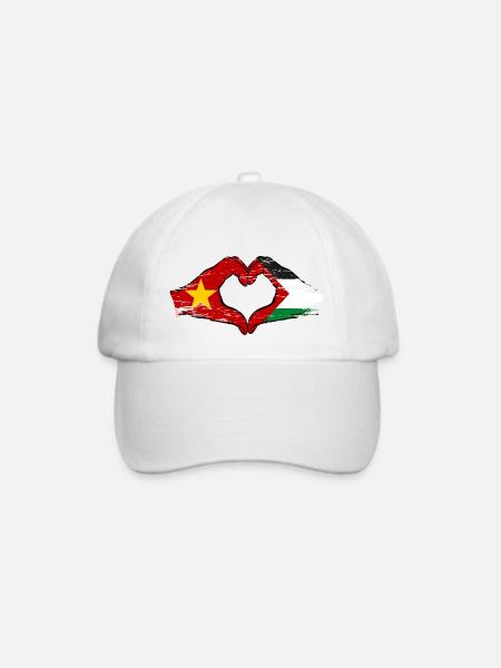 Vietnam Palästina Flagge Hände Herzform used - Baseballkappe - Weiß/Weiß