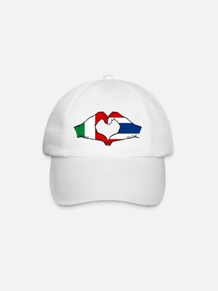 Italien Thailand Flagge Hände Herzform - Baseballkappe - Weiß/Weiß