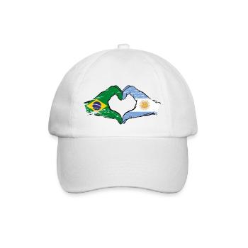 Brasilien Argentinien Flagge Hände Herzform used - Baseballkappe - Weiß/Weiß - Vorne