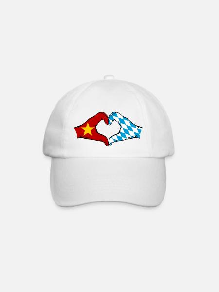 Vietnam Bayern Flagge Hände Herzform - Baseballkappe - Weiß/Weiß