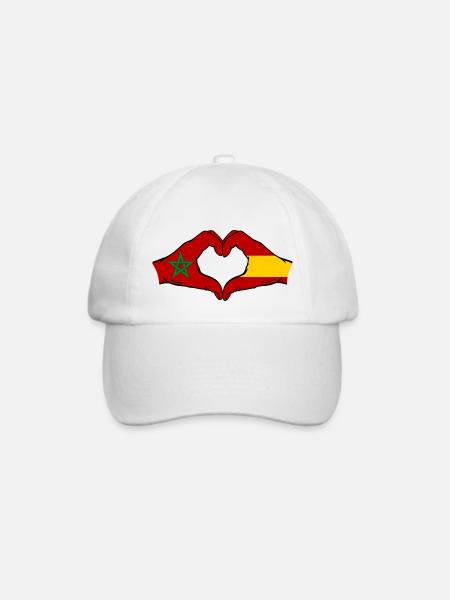 Marokko Spanien Flagge Hände Herzform - Baseballkappe - Weiß/Weiß