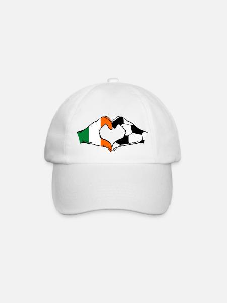 Irland Fussball Flagge Haende Herzform - Baseballkappe - Weiß/Weiß