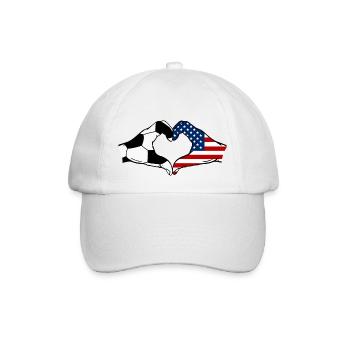 USA Fussball Herz Haende - Baseballkappe - Weiß/Weiß - Vorne