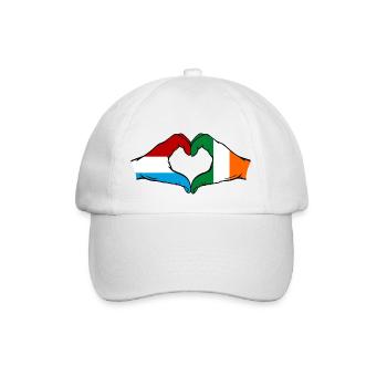 Luxemburg Irland Flagge Herz Hände - Baseballkappe - Weiß/Weiß - Vorne
