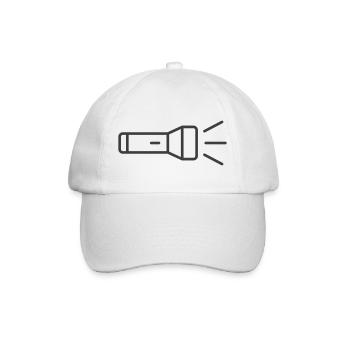Taschenlampen-Linien-Symbol - Baseballkappe - Weiß/Weiß - Vorne