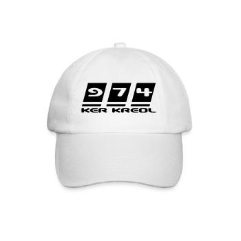Design 974 Ker Kreol - La Réunion - Baseballkappe - Weiß/Weiß - Vorne