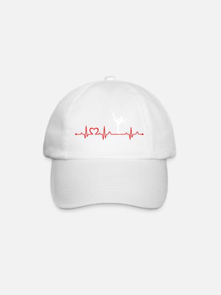 Eiskunstlauf Mädchen Herzschlag EKG Eisläufer Mädchen - Baseballkappe - Weiß/Weiß