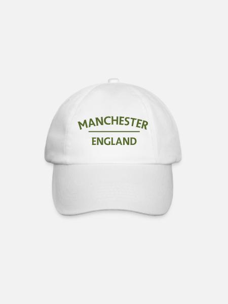 Manchester – England Lyric Design - Baseballkappe - Weiß/Weiß