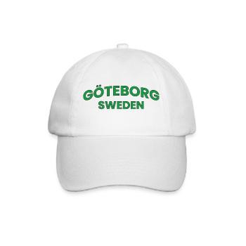 Göteborg, Schweden im grünen Kurventext - Baseballkappe - Weiß/Weiß - Vorne