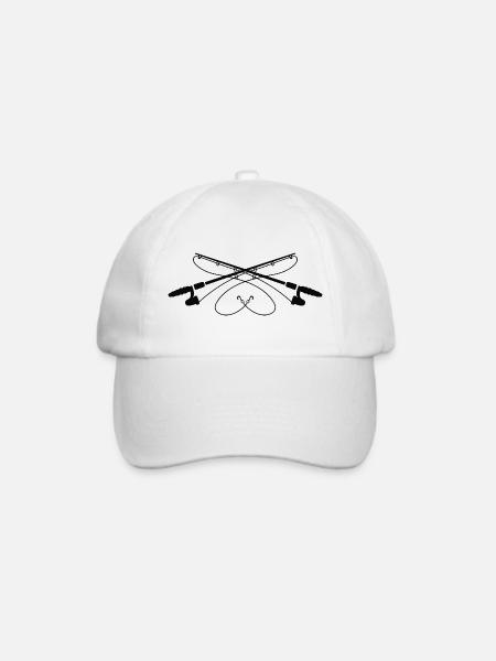 Kreuzende Angelruten Silhouette - Baseballkappe - Weiß/Weiß