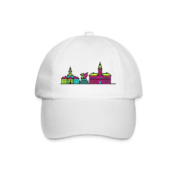Klagenfurter Stadtsilhouette Lindwurm Moderne Kunst - Baseballkappe - Weiß/Weiß - Vorne