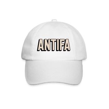 Antifa – Antifaschistisches Merch - Baseballkappe - Weiß/Weiß - Vorne