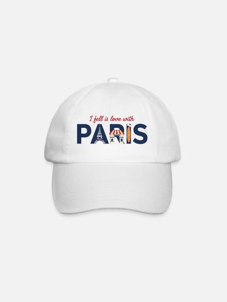 Paris Liebe – Eiffelturm & Baguette Design - Baseballkappe - Weiß/Weiß