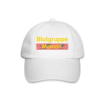 Blutgruppe Motoröl  - Baseballkappe - Weiß/Weiß - Vorne