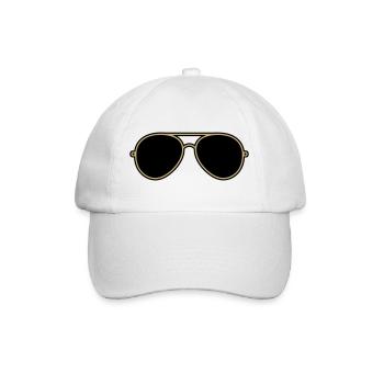 Ikonische goldene und schwarze Fliegerbrille - Baseballkappe - Weiß/Weiß - Vorne