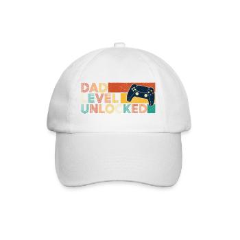 Papa-Level freigeschaltet: Gamer-Vater-Humor - Baseballkappe - Weiß/Weiß - Vorne