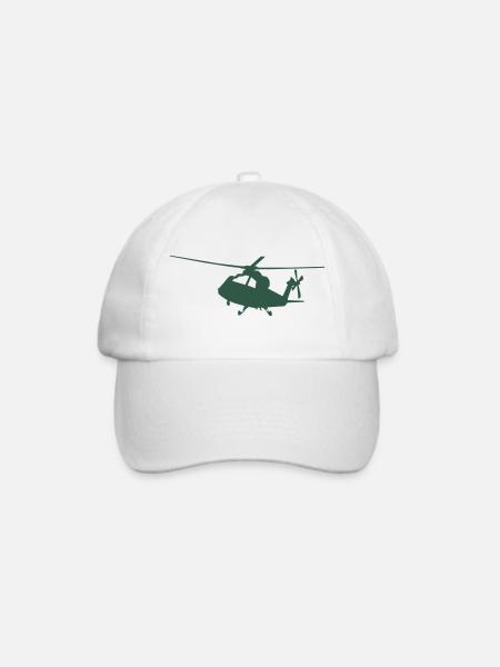 Grüne Hubschrauber Silhouette - Baseballkappe - Weiß/Weiß