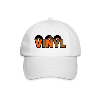 Vinyl Schriftzug Retro Musik Nerd - Baseballkappe - Weiß/Weiß - Vorne