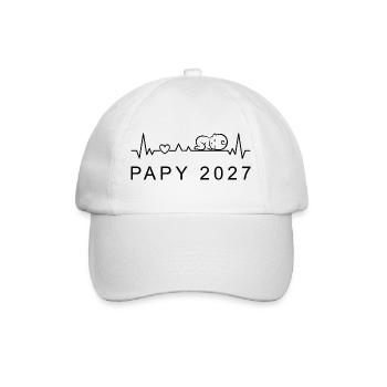 Futur Papy 2027 Battement de Cœur Grossesse - Baseballkappe - Weiß/Weiß - Vorne