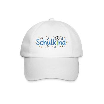 Schulkind Fußball Sterne Schulanfang 2026 - Baseballkappe - Weiß/Weiß - Vorne