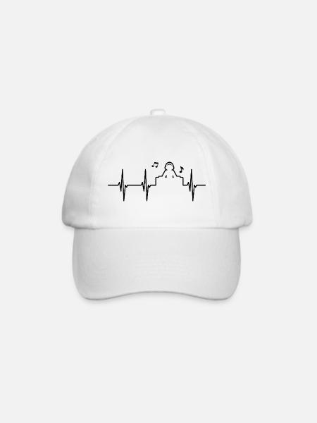 Herzschlag Diskjockey EKG - Baseballkappe - Weiß/Weiß