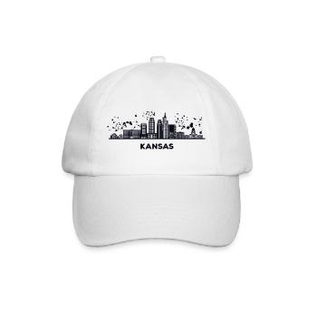 Kansans Skyline Cityscape Kansas - Baseballkappe - Weiß/Weiß - Vorne