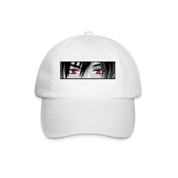 Roter Blick Anime Augen im Schwarzweiß - Baseballkappe - Weiß/Weiß - Vorne