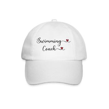 Schwimmtrainer-Typografie mit Herz - Baseballkappe - Weiß/Weiß - Vorne