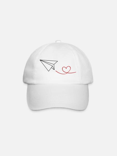 Papierflieger Love - Baseballkappe - Weiß/Weiß