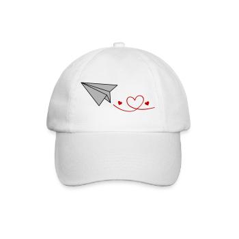 Herzflug Papierflieger - Baseballkappe - Weiß/Weiß - Vorne