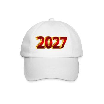 NEU – Frohes neues Jahr – 2027! - Baseballkappe - Weiß/Weiß - Vorne