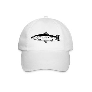 Forellen Angler Geschenk Idee Fliegenfischen - Baseballkappe - Weiß/Weiß - Vorne