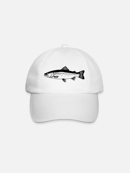 Forellen Angler Geschenk Idee Fliegenfischen - Baseballkappe - Weiß/Weiß